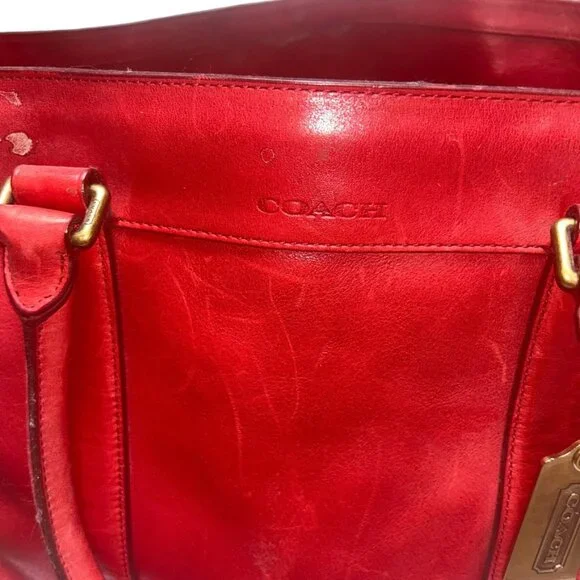 Coach Vintage red saddle leather HUGE weekender travel tote bag - Picture 9 of 10